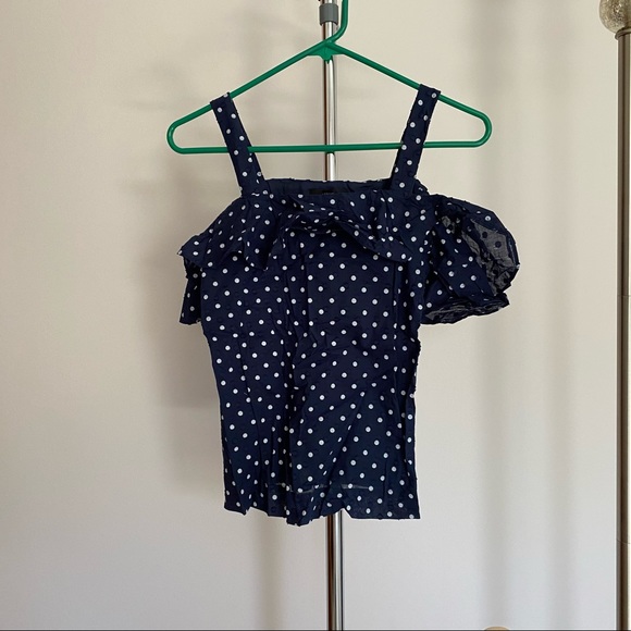 J. Crew Polka Dot Cold Shoulder Top - Picture 5 of 5